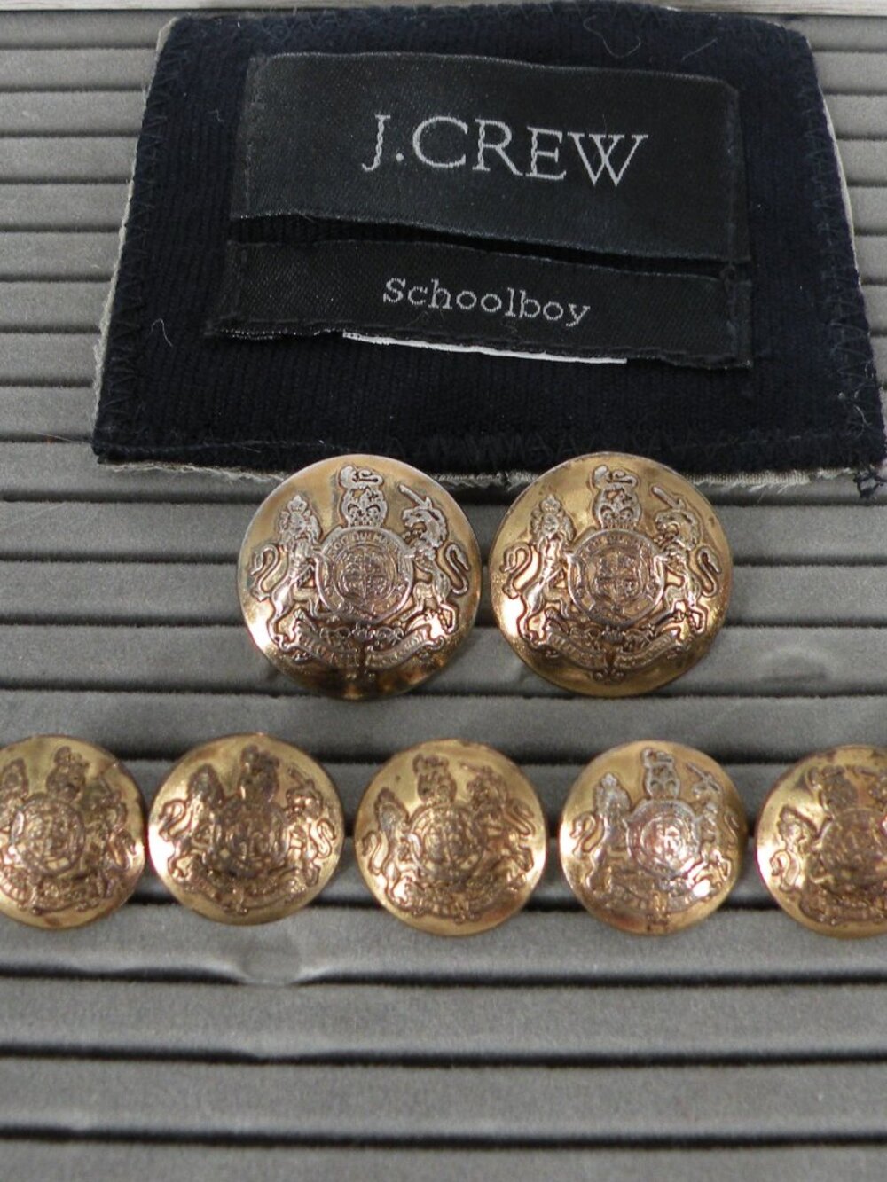 8 J.Crew Replacement Buttons Blazer Jacket Bronze Metal Royal Coat of Arms Crest